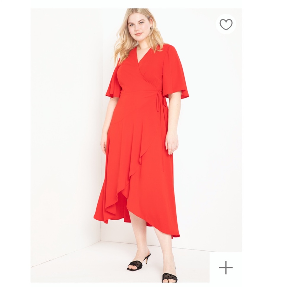 Eloquii Flare Sleeve Maxi Wrap Dress